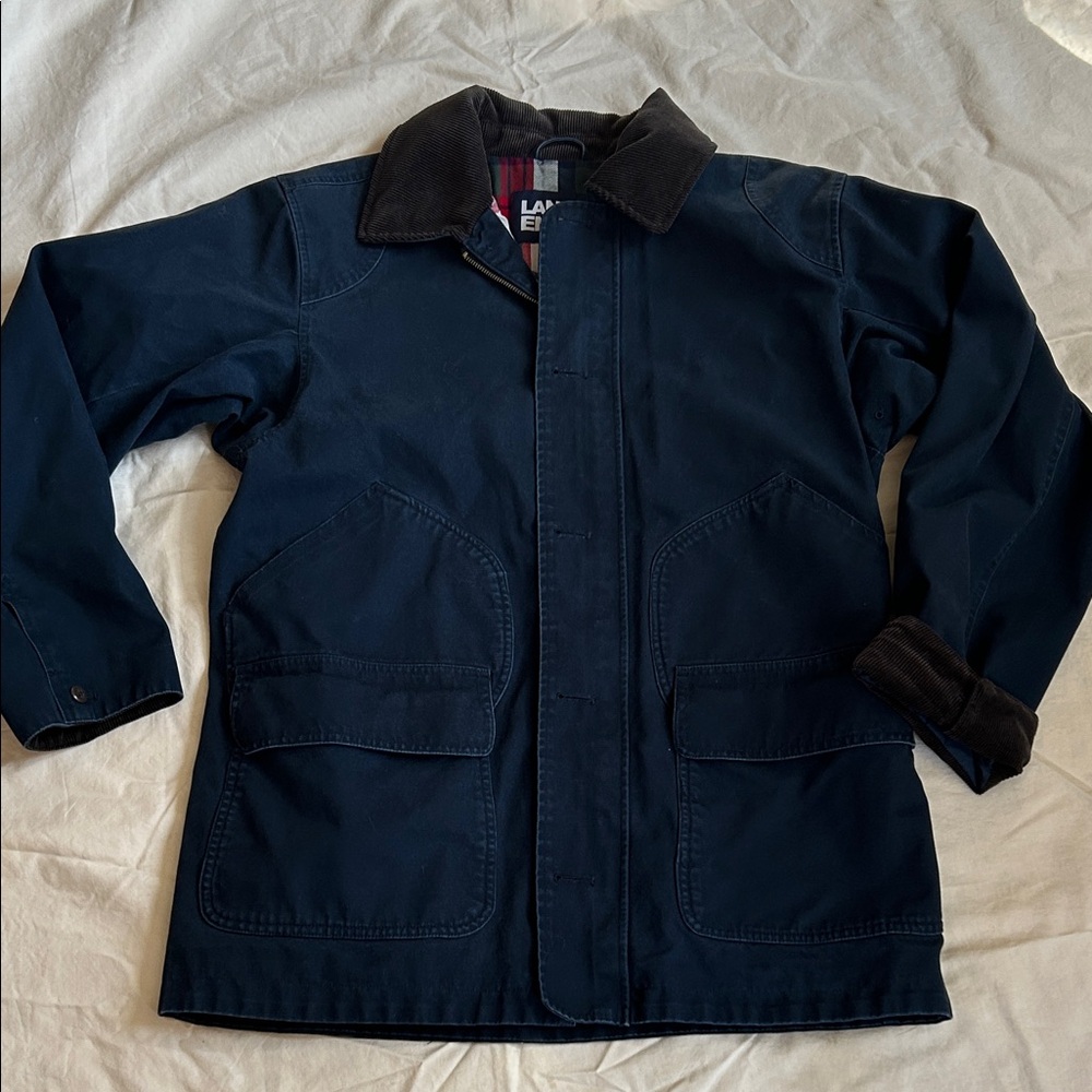 Men’s Lands' End Navy Canvas Field Jacket with Corduroy Collar